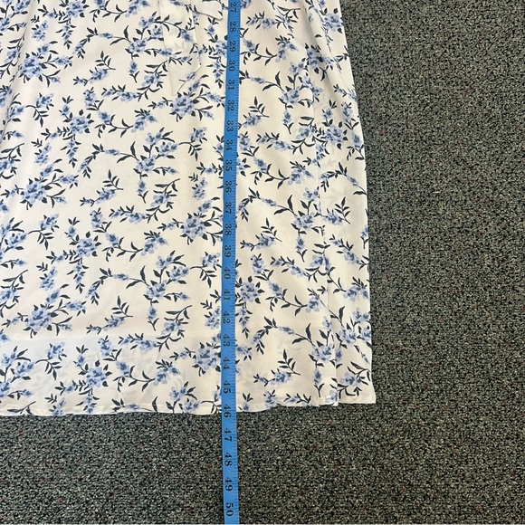 1. SLATE Blue & White Floral Sleeveless Ruffle Midi Modest Dress V-Neck Sz 8 - Picture 16 of 16